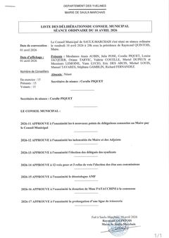 Délibérations CM 10 avril 2026